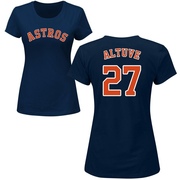 Women's Houston Astros Jose Altuve ＃27 Roster Name & Number T-Shirt - Navy