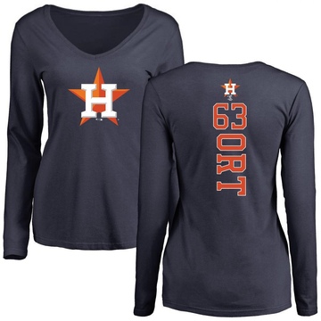 Women's Houston Astros Kaleb Ort ＃63 Backer Slim Fit Long Sleeve T-Shirt - Navy