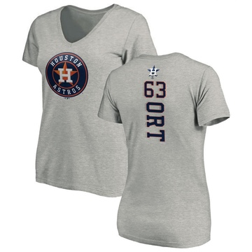 Women's Houston Astros Kaleb Ort ＃63 Backer Slim Fit T-Shirt Ash