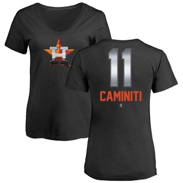 Women's Houston Astros Ken Caminiti ＃11 Midnight Mascot V-Neck T-Shirt - Black