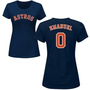 Women's Houston Astros Kent Emanuel ＃0 Roster Name & Number T-Shirt - Navy