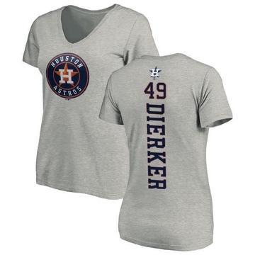 Women's Houston Astros Larry Dierker ＃49 Backer Slim Fit T-Shirt Ash