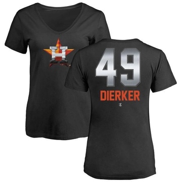 Women's Houston Astros Larry Dierker ＃49 Midnight Mascot V-Neck T-Shirt - Black