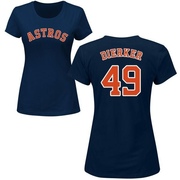 Women's Houston Astros Larry Dierker ＃49 Roster Name & Number T-Shirt - Navy