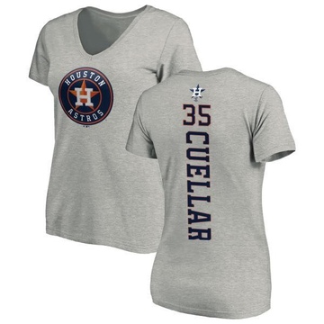 Women's Houston Astros Mike Cuellar ＃35 Backer Slim Fit T-Shirt Ash