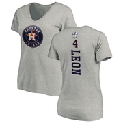 Women's Houston Astros Pedro Leon ＃4 Backer Slim Fit T-Shirt Ash