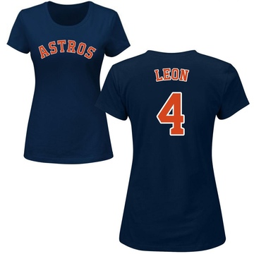 Women's Houston Astros Pedro Leon ＃4 Roster Name & Number T-Shirt - Navy