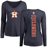 Women's Houston Astros Roger Clemens ＃22 Backer Slim Fit Long Sleeve T-Shirt - Navy