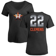 Women's Houston Astros Roger Clemens ＃22 Midnight Mascot V-Neck T-Shirt - Black