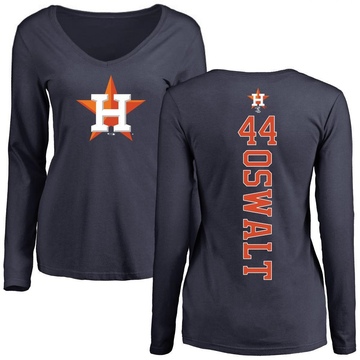 Women's Houston Astros Roy Oswalt ＃44 Backer Slim Fit Long Sleeve T-Shirt - Navy