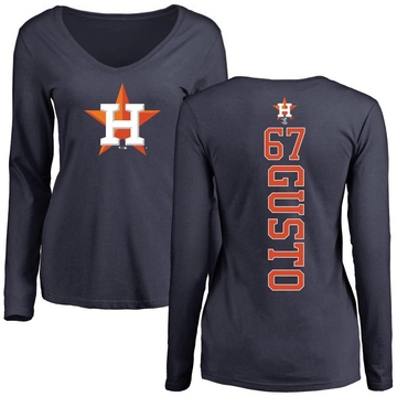 Women's Houston Astros Ryan Gusto ＃67 Backer Slim Fit Long Sleeve T-Shirt - Navy