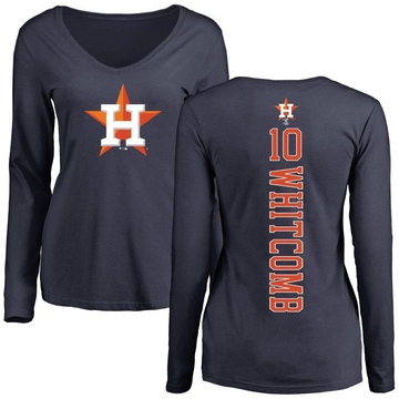 Women's Houston Astros Shay Whitcomb ＃10 Backer Slim Fit Long Sleeve T-Shirt - Navy