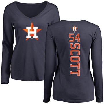 Women's Houston Astros Tayler Scott ＃54 Backer Slim Fit Long Sleeve T-Shirt - Navy