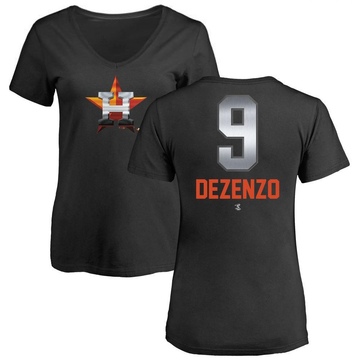 Women's Houston Astros Zach Dezenzo ＃9 Midnight Mascot V-Neck T-Shirt - Black