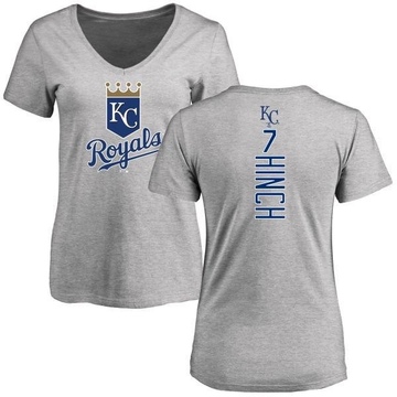 Women's Kansas City Royals A.j. Hinch ＃7 Backer Slim Fit T-Shirt Ash