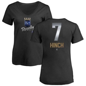 Women's Kansas City Royals A.j. Hinch ＃7 Midnight Mascot V-Neck T-Shirt - Black