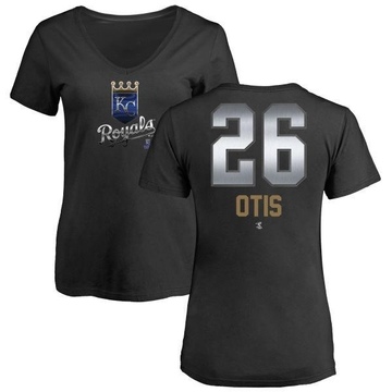 Women's Kansas City Royals Amos Otis ＃26 Midnight Mascot V-Neck T-Shirt - Black