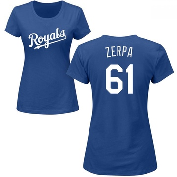 Women's Kansas City Royals Angel Zerpa ＃61 Roster Name & Number T-Shirt - Royal
