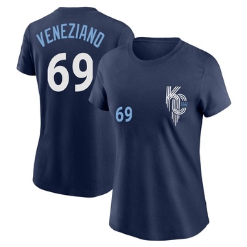 Women's Kansas City Royals Anthony Veneziano ＃69 2022 City Connect Name & Number T-Shirt - Navy