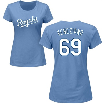 Women's Kansas City Royals Anthony Veneziano ＃69 Roster Name & Number T-Shirt - Light Blue