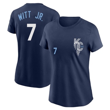 Women's Kansas City Royals Bobby Witt Jr. ＃7 2022 City Connect Name & Number T-Shirt - Navy