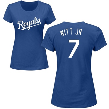 Women's Kansas City Royals Bobby Witt Jr. ＃7 Roster Name & Number T-Shirt - Royal