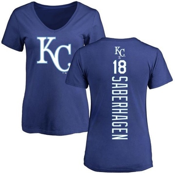 Women's Kansas City Royals Bret Saberhagen ＃18 Backer Slim Fit T-Shirt - Royal