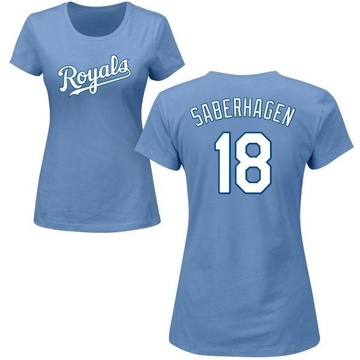Women's Kansas City Royals Bret Saberhagen ＃18 Roster Name & Number T-Shirt - Light Blue