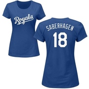 Women's Kansas City Royals Bret Saberhagen ＃18 Roster Name & Number T-Shirt - Royal