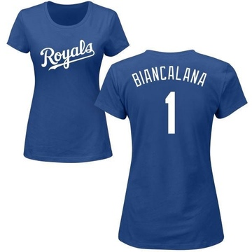 Women's Kansas City Royals Buddy Biancalana ＃1 Roster Name & Number T-Shirt - Royal