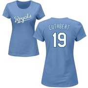 Women's Kansas City Royals Cheslor Cuthbert ＃19 Roster Name & Number T-Shirt - Light Blue