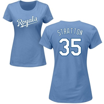 Women's Kansas City Royals Chris Stratton ＃35 Roster Name & Number T-Shirt - Light Blue