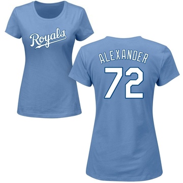 Women's Kansas City Royals CJ Alexander ＃72 Roster Name & Number T-Shirt - Light Blue
