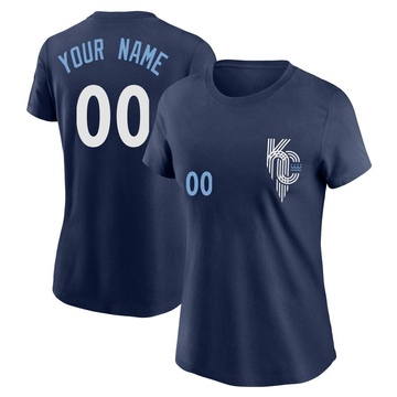 Women's Kansas City Royals Custom ＃00 2022 City Connect Name & Number T-Shirt - Navy