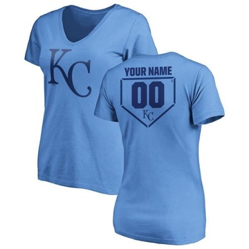 Women's Kansas City Royals Custom ＃00 RBI Slim Fit V-Neck T-Shirt - Light Blue