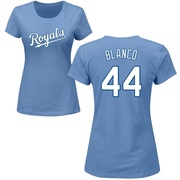 Women's Kansas City Royals Dairon Blanco ＃44 Roster Name & Number T-Shirt - Light Blue