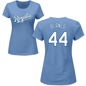 Women's Kansas City Royals Dairon Blanco ＃44 Roster Name & Number T-Shirt - Light Blue