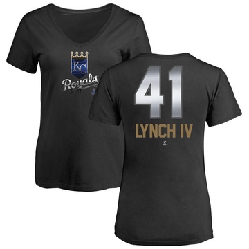 Women's Kansas City Royals Daniel Lynch IV ＃41 Midnight Mascot V-Neck T-Shirt - Black