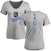 Women's Kansas City Royals Danny Tartabull ＃4 Backer Slim Fit T-Shirt Ash