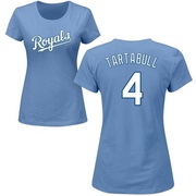 Women's Kansas City Royals Danny Tartabull ＃4 Roster Name & Number T-Shirt - Light Blue