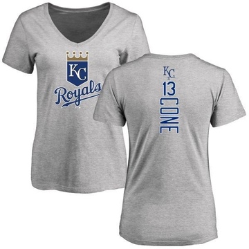 Women's Kansas City Royals David Cone ＃13 Backer Slim Fit T-Shirt Ash