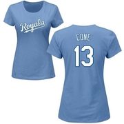 Women's Kansas City Royals David Cone ＃13 Roster Name & Number T-Shirt - Light Blue