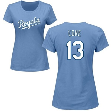 Women's Kansas City Royals David Cone ＃13 Roster Name & Number T-Shirt - Light Blue