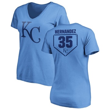 Women's Kansas City Royals Diego Hernandez ＃35 RBI Slim Fit V-Neck T-Shirt - Light Blue