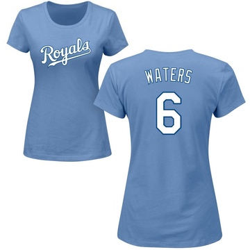 Women's Kansas City Royals Drew Waters ＃6 Roster Name & Number T-Shirt - Light Blue