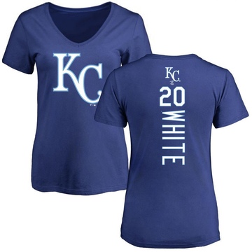 Women's Kansas City Royals Frank White ＃20 Backer Slim Fit T-Shirt - Royal