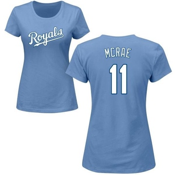 Women's Kansas City Royals Hal Mcrae ＃11 Roster Name & Number T-Shirt - Light Blue