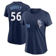 Women's Kansas City Royals Hunter Harvey ＃56 2022 City Connect Name & Number T-Shirt - Navy