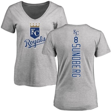Women's Kansas City Royals Jim Sundberg ＃8 Backer Slim Fit T-Shirt Ash