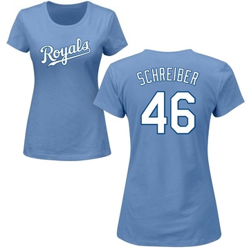 Women's Kansas City Royals John Schreiber ＃46 Roster Name & Number T-Shirt - Light Blue
